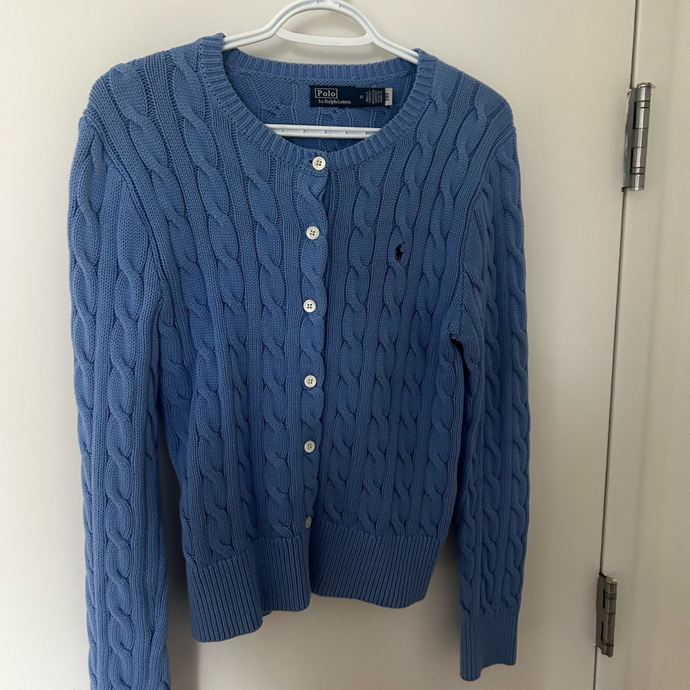 Ralph Lauren Light Blue Cable Knit Cardigan